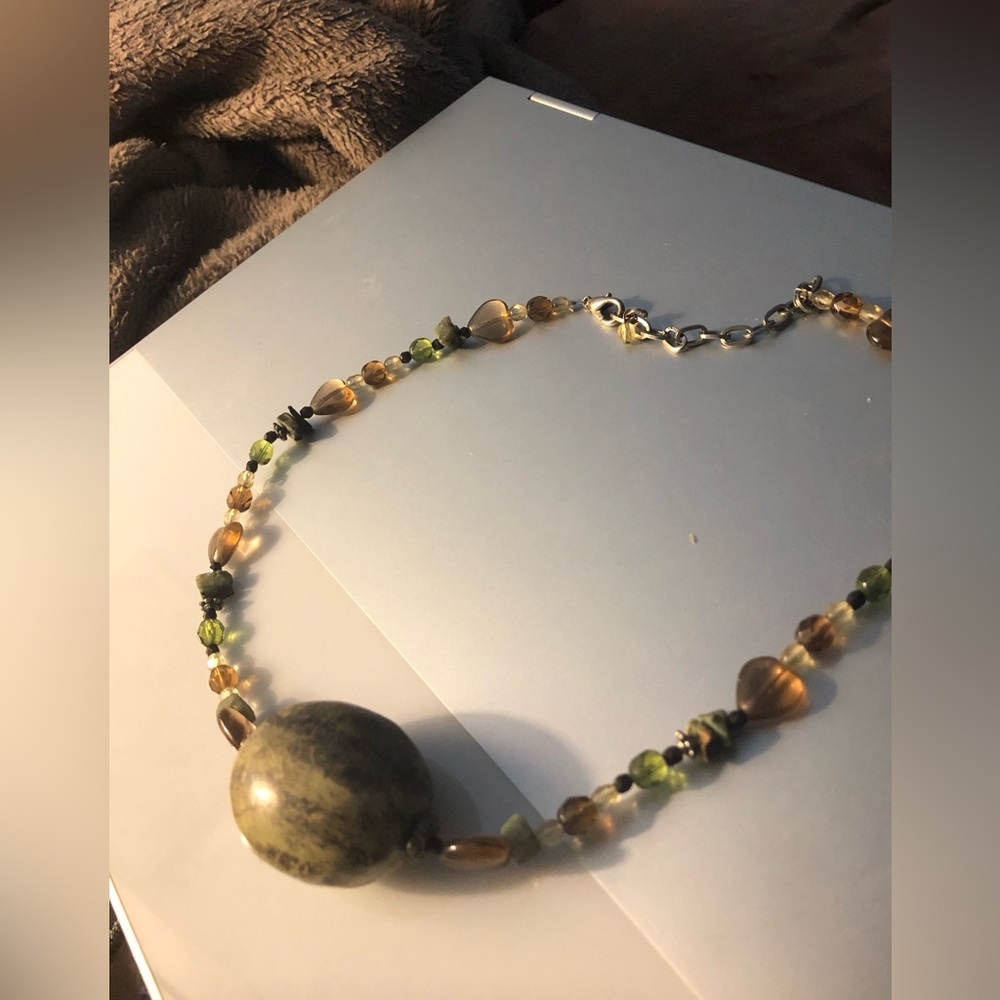 Rainforest Jasper Necklace with Glass Beads- 103A $40 or $35 w/offer
